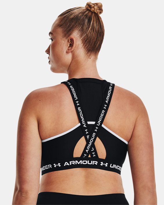 Sujetador deportivo Armour® Mid Crossback Pocket para mujer, Black, pdpMainDesktop image number 7